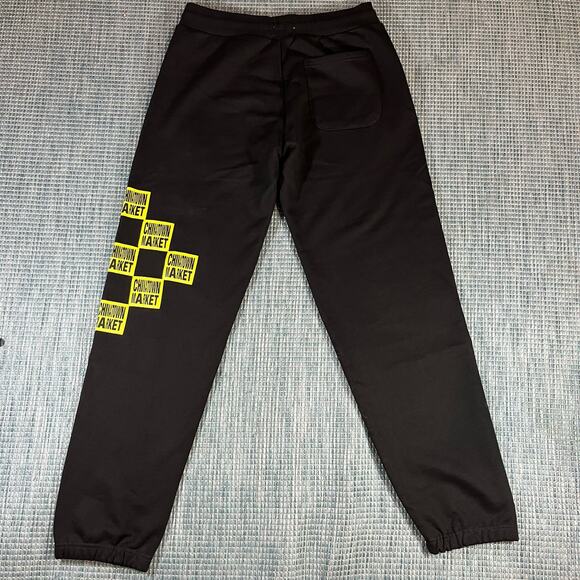 Chinatown Market Black Sweatpants Checkered Patch Mens Sz L New - Picture 3 of 5
